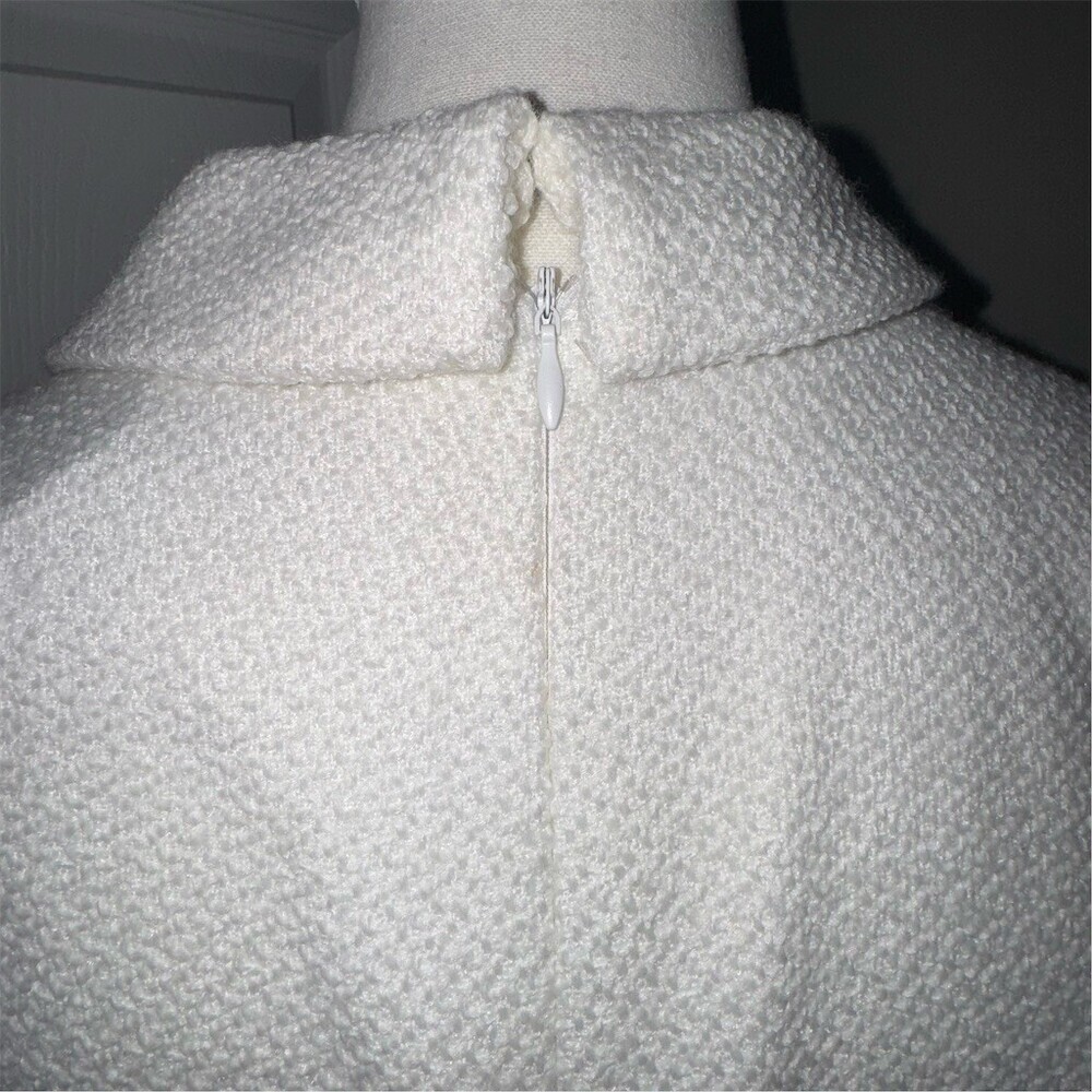 FEHAUTE Jumpsuit Womens Size 4 White Tweed Wide-Leg Pockets Quiet Luxury - Picture 6 of 16